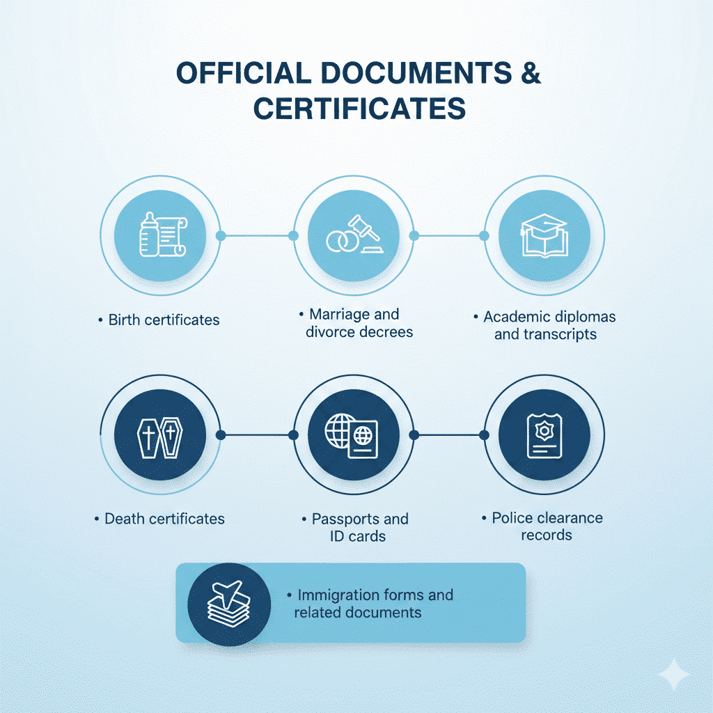 required documents for uscis certified translation