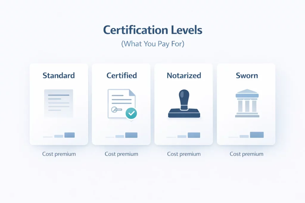 Standard vs Certified vs Notarized vs Sworn
